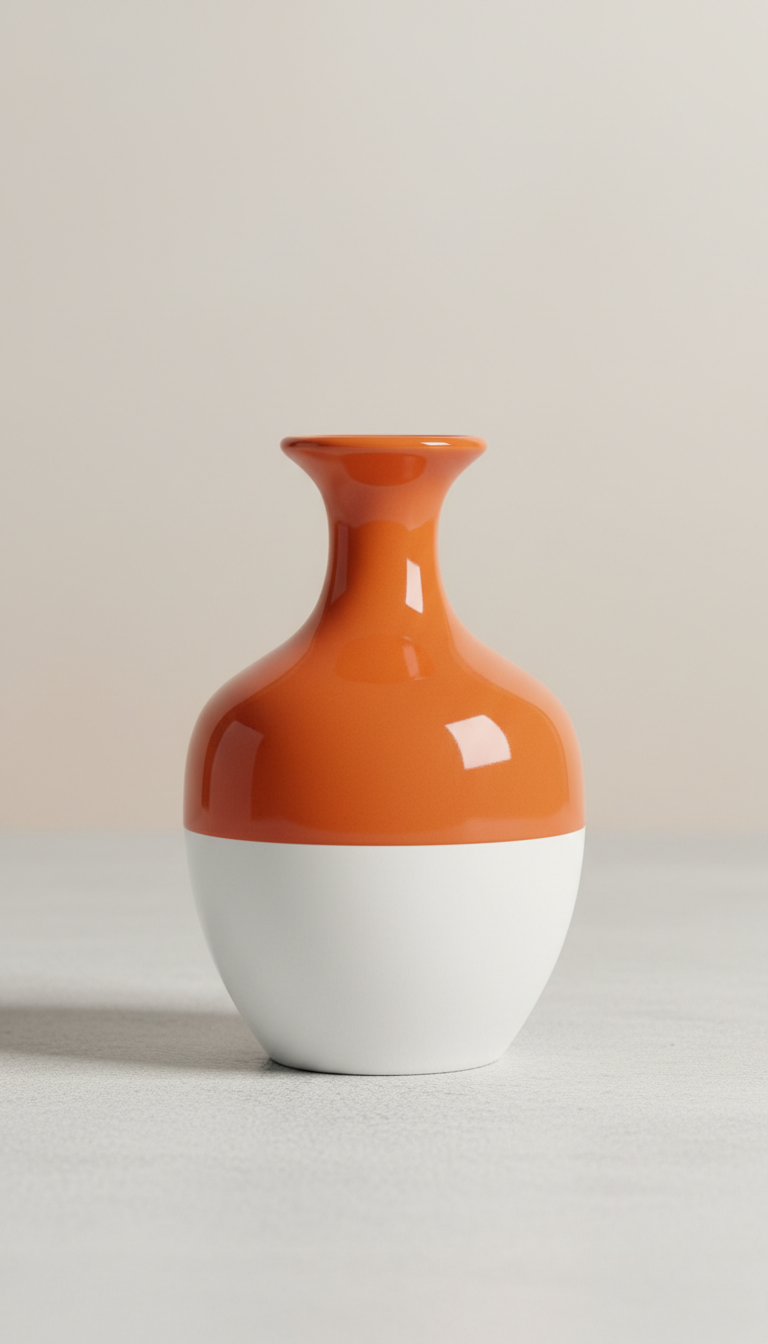 Ceramic Vase With Orange Rim