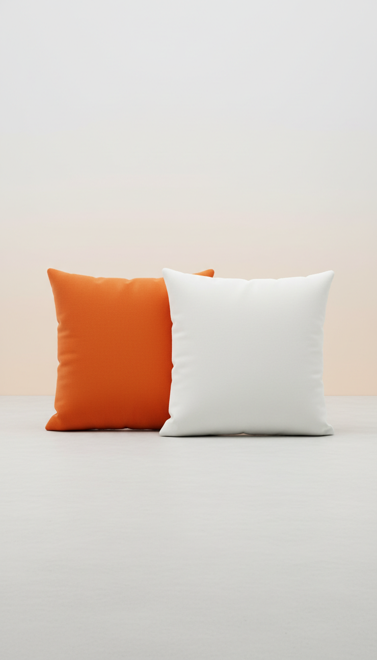 Color-Blocked Cushion Set Orange & White